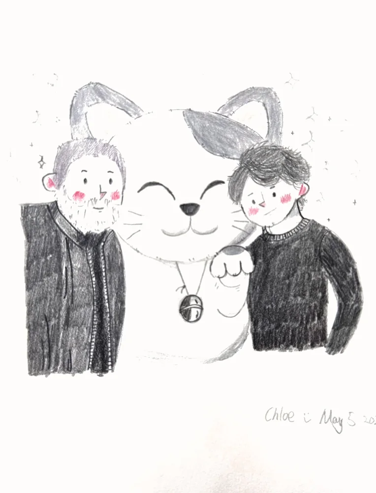 Portrait with a lucky cat · Chloe